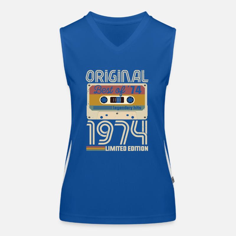 Vintage Geburtstag Original Geschenkidee 1974 Funktionelles Kontrast-Tank Top für Frauen