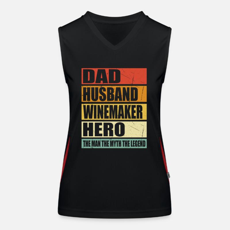 Father Husband Winemaker Held Women's Functional Contrast Tank Top
