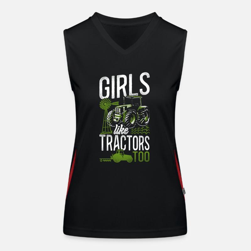 Farming Farmer Girl Tractor Women's Functional Contrast Tank Top