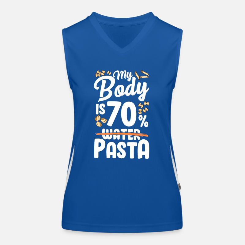 Mon corps est composé à 70% de pâtes Débardeur respirant contrasté Femme