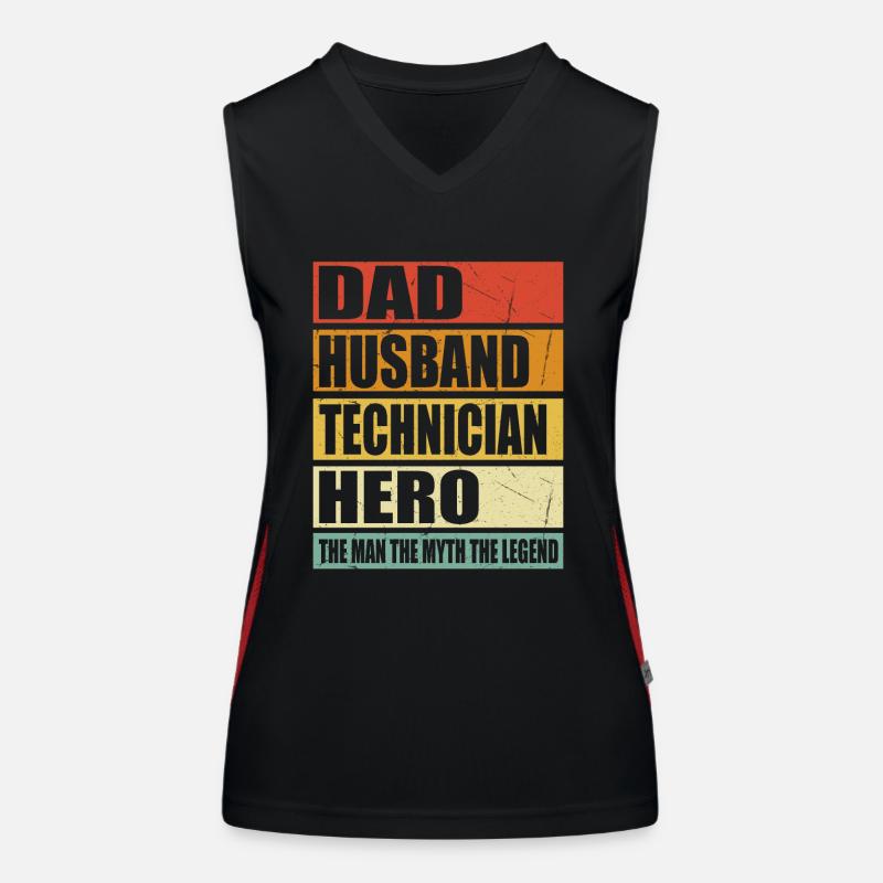 Father Husband Technician Hero Women's Functional Contrast Tank Top