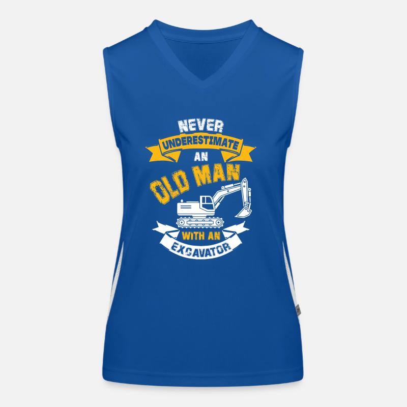 Unterschätze nie einen Baggerfahrer Funktionelles Kontrast-Tank Top für Frauen