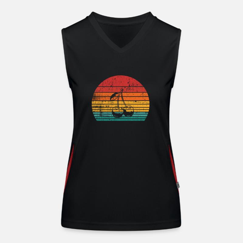 Cherry Fruit Lover Retro Healthy Gift idea Funktionelles Kontrast-Tank Top für Frauen