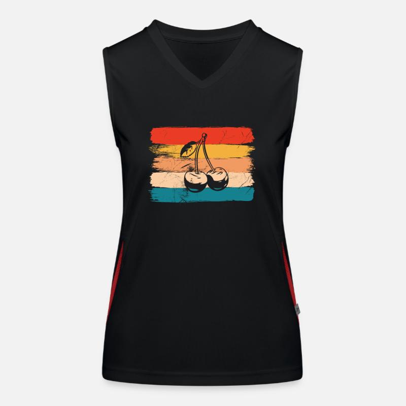 Cherry Fruit Lover Retro Healthy Gift idea Funktionelles Kontrast-Tank Top für Frauen