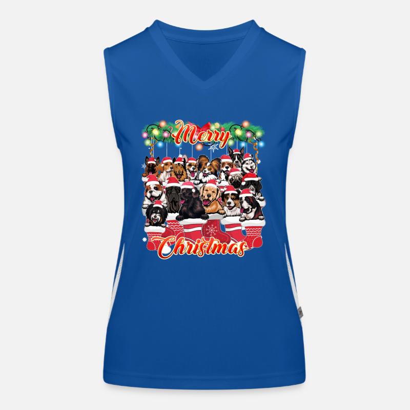 Chiens comme décor de Noël - Chiens mignons Noël Débardeur respirant contrasté Femme