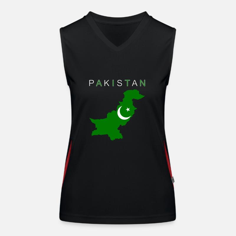 Pakistan Map Flag Women's Functional Contrast Tank Top