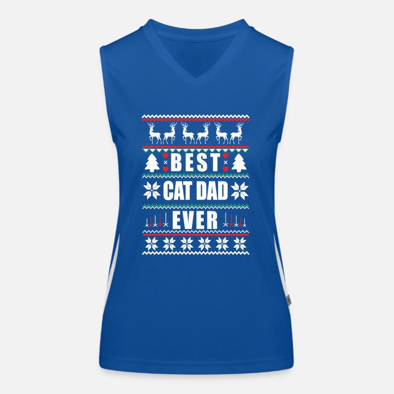 Funny Ugly Christmas Best Cat Dad Ever Funktionelles Kontrast-Tank Top für Frauen