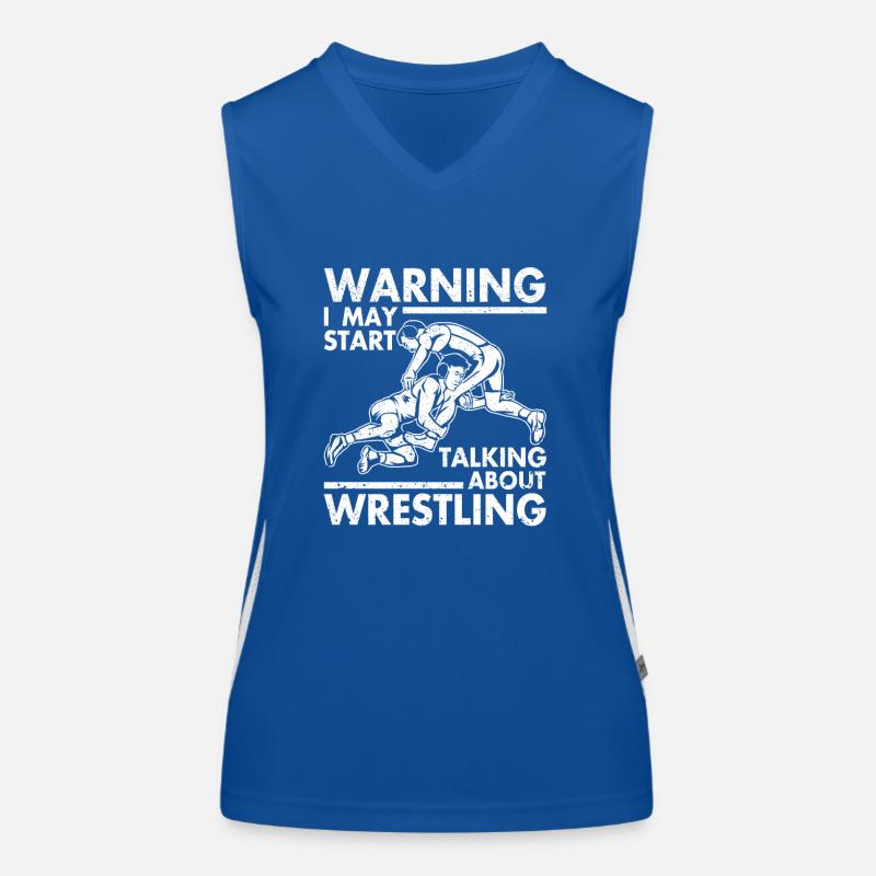 Funny Wrestler Warning I can start talking about Women's Functional Contrast Tank Top