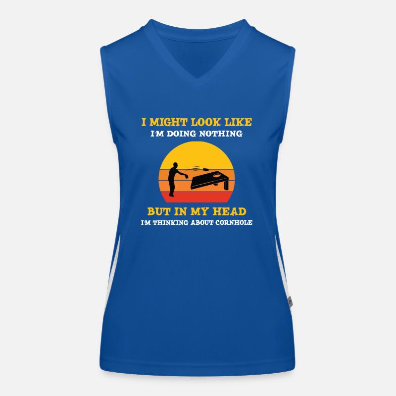 Cadeau Cornhole Player Débardeur respirant contrasté Femme
