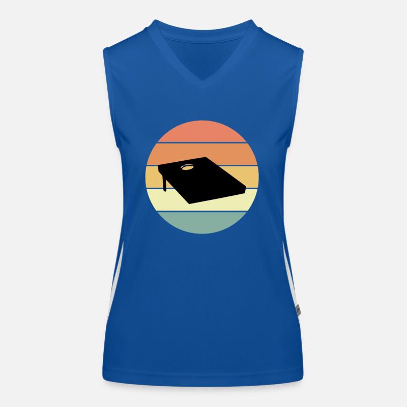 Retro Cornhole Brett Design Funktionelles Kontrast-Tank Top für Frauen