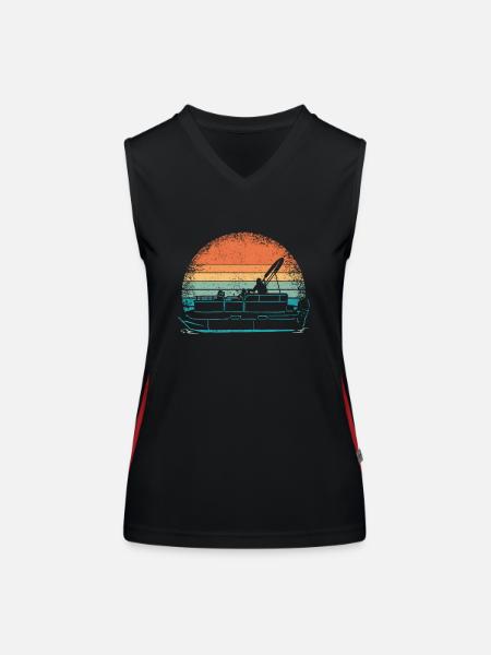 Pontoon Boat Captain Pontoon Boats - Women's Functional Contrast Tank Top - black/red - Front
