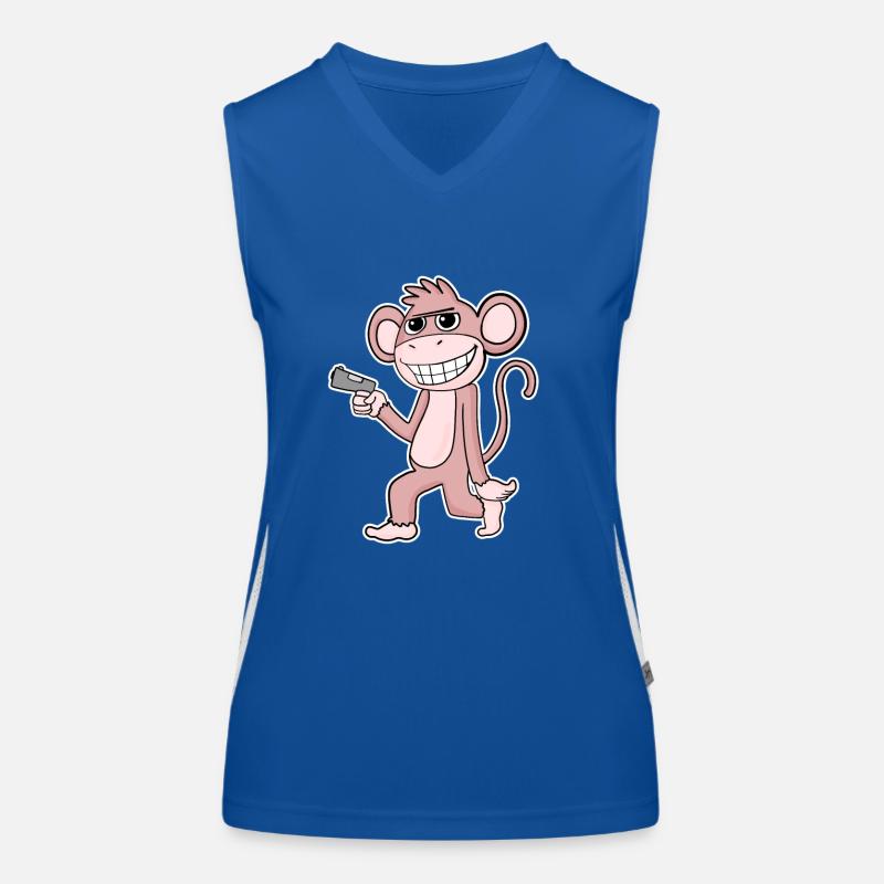 Affe mit Pistole Funktionelles Kontrast-Tank Top für Frauen