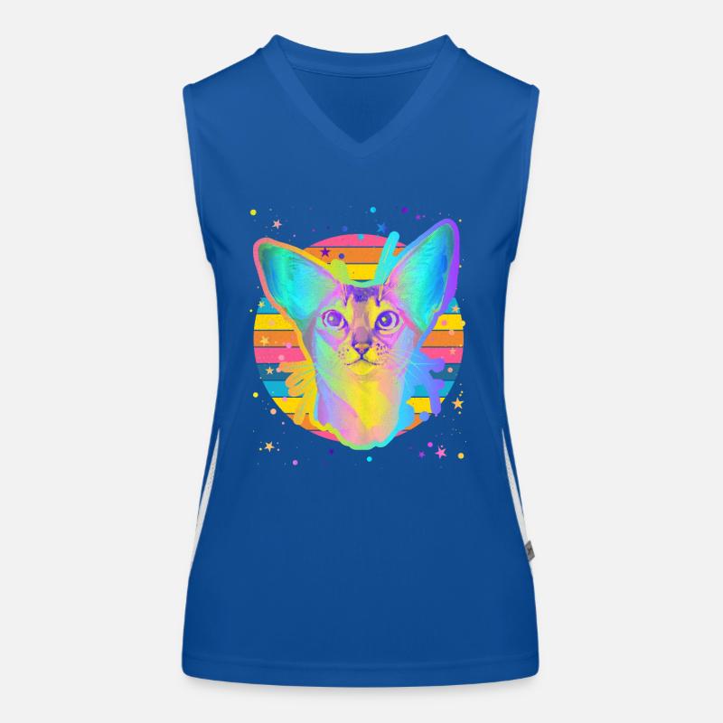 Abyssinian Cat Rainbow Space Star Black Women's Functional Contrast Tank Top