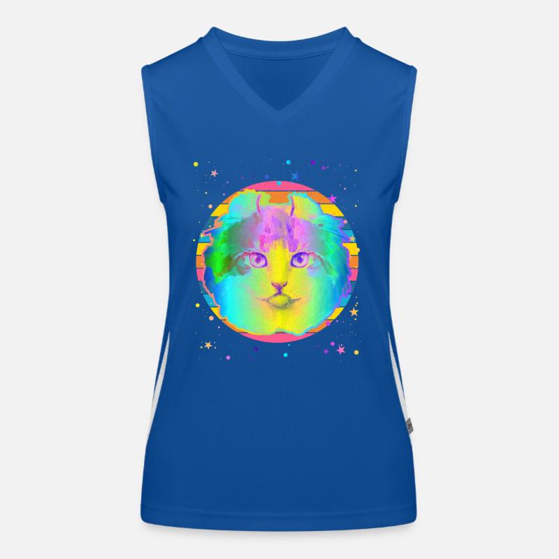 American Curl Cat Rainbow Space Star Noir Débardeur respirant contrasté Femme