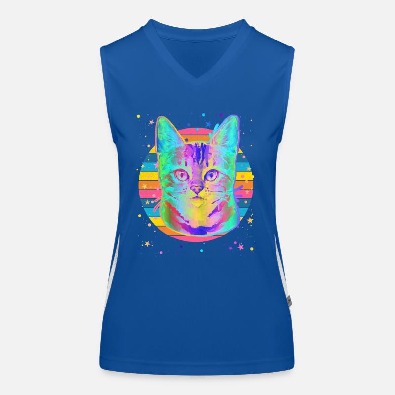 Bengal Cat Rainbow Space Black Women's Functional Contrast Tank Top