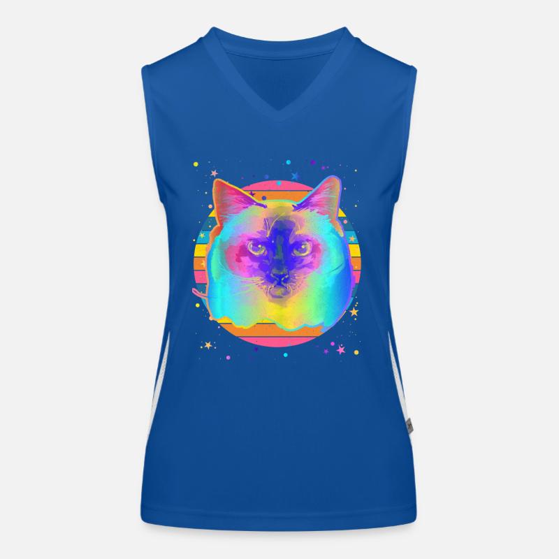 Birma Cat Regenbogen Space Schwarz Funktionelles Kontrast-Tank Top für Frauen