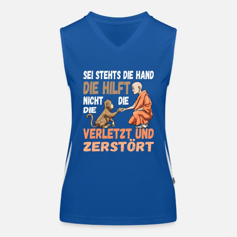 Helfende Hand Helfen Affe Mönch Nächstenliebe Funktionelles Kontrast-Tank Top für Frauen
