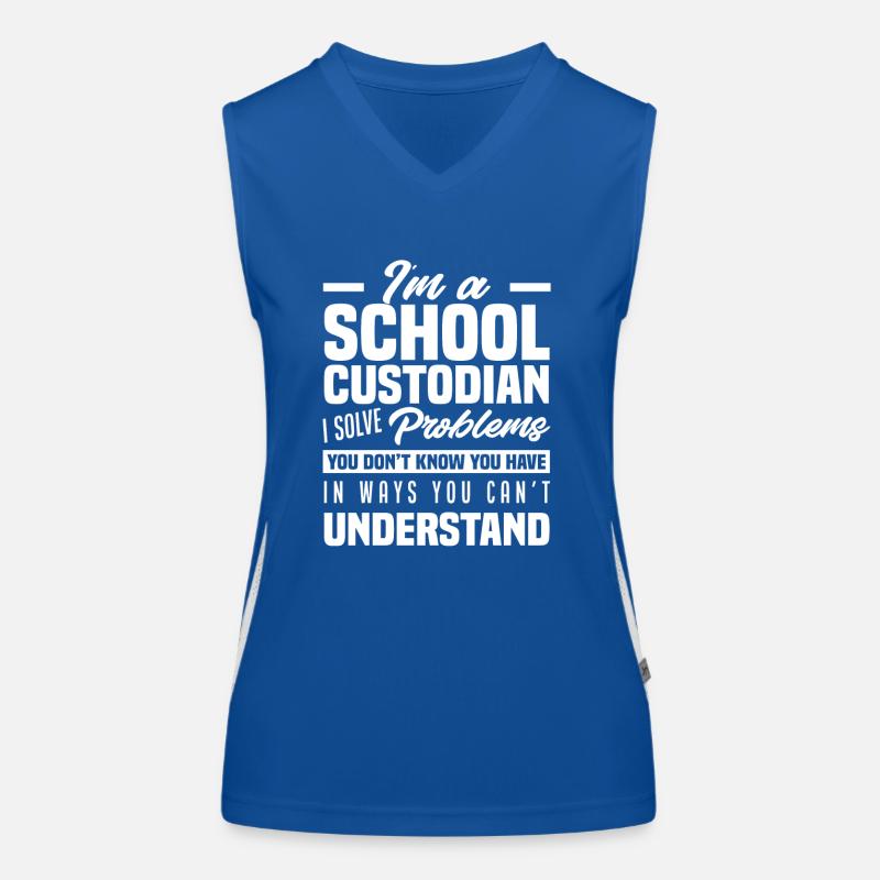 School Caretaker Problem Solver Gift Women's Functional Contrast Tank Top