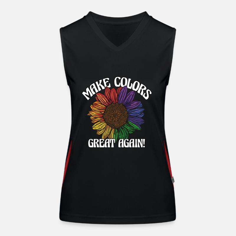 Make Colors Great Again Bunte Welt Hippie Farben Funktionelles Kontrast-Tank Top für Frauen