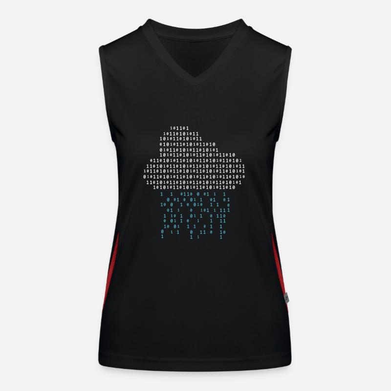 Programmer - binary code cloud rain Women's Functional Contrast Tank Top