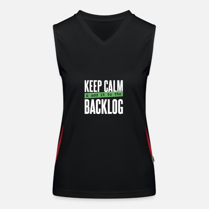 Programmer - keep calm & add it to the backlog Women's Functional Contrast Tank Top