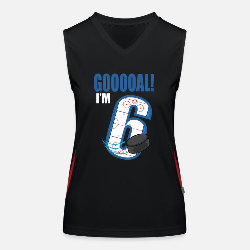 Eishockey Tor Ich bin 6 Eishockeyspieler Geburtstag Funktionelles Kontrast-Tank Top für Frauen