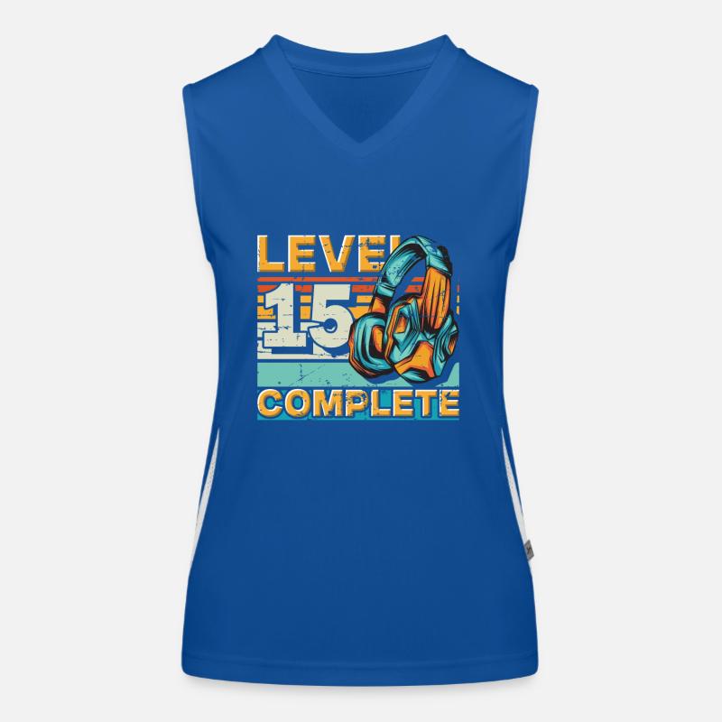 Gaming Birthday Level 15 Complet pour les joueurs. Débardeur respirant contrasté Femme