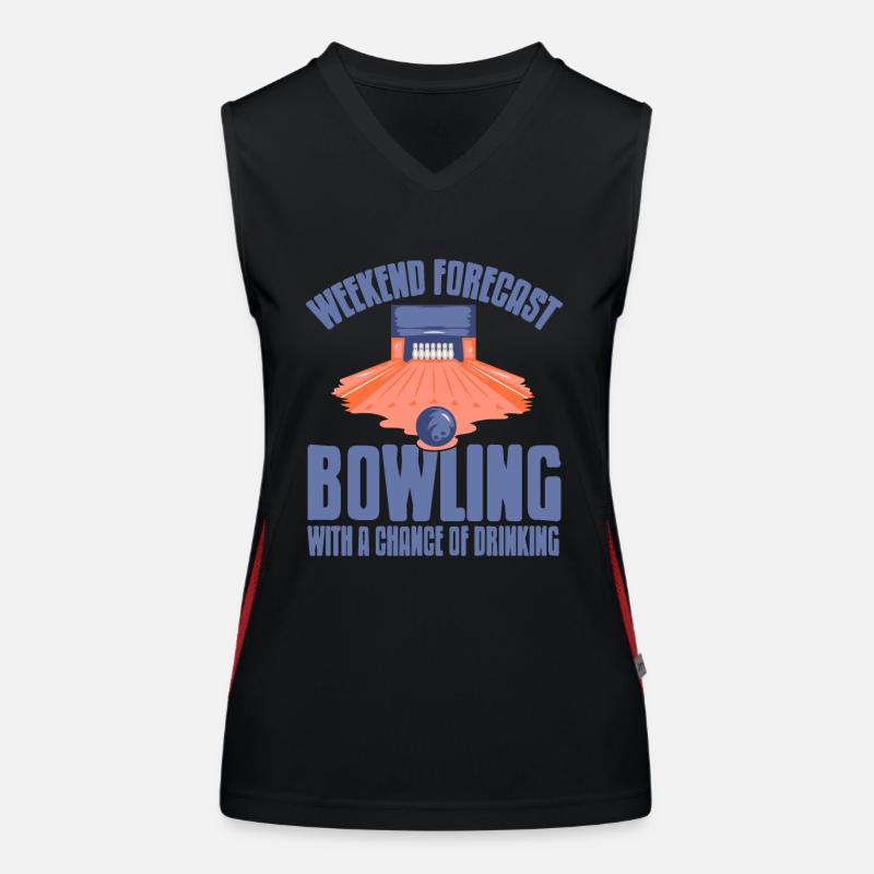Weekend forecast bowling with a change of drinking Women's Functional Contrast Tank Top