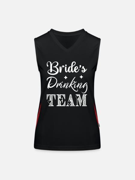 Team Bride Bride Flower Wreath Fleurs Engagement JGA - Débardeur respirant contrasté Femme - noir/rouge - Devant