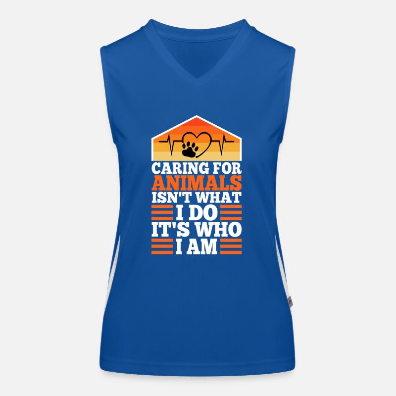 Caring for animals isn't what i do it's who i am Funktionelles Kontrast-Tank Top für Frauen