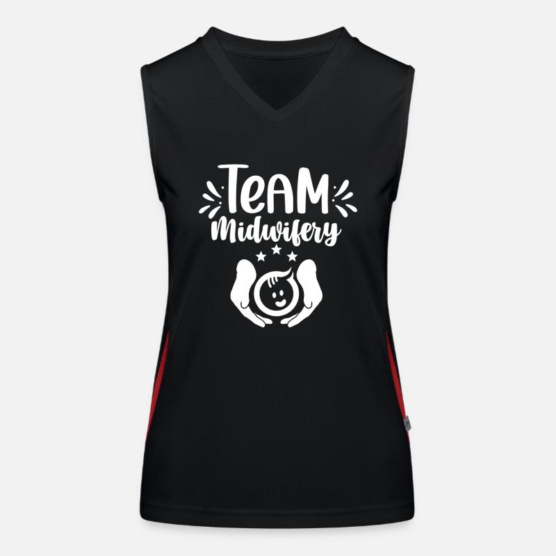 Team Geburtshilfe Sprüche Beruf Hebammen Hebamme Funktionelles Kontrast-Tank Top für Frauen