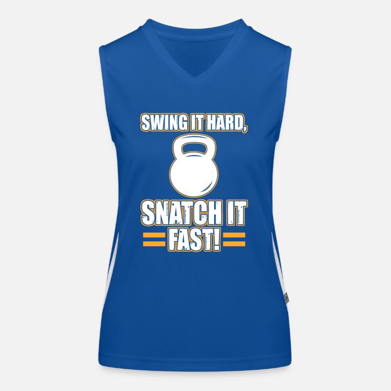 Swing It Hard Snatch It Fast Kettlebell Hanteln Funktionelles Kontrast-Tank Top für Frauen