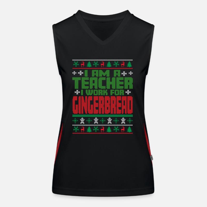 Teacher Christmas Saying Women's Functional Contrast Tank Top