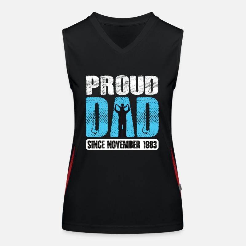 Proud Dad Since November 1983 Funktionelles Kontrast-Tank Top für Frauen
