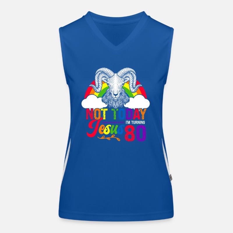 Nicht Heute Jesus Ich Werde 80 Regenbogenschaf Funktionelles Kontrast-Tank Top für Frauen