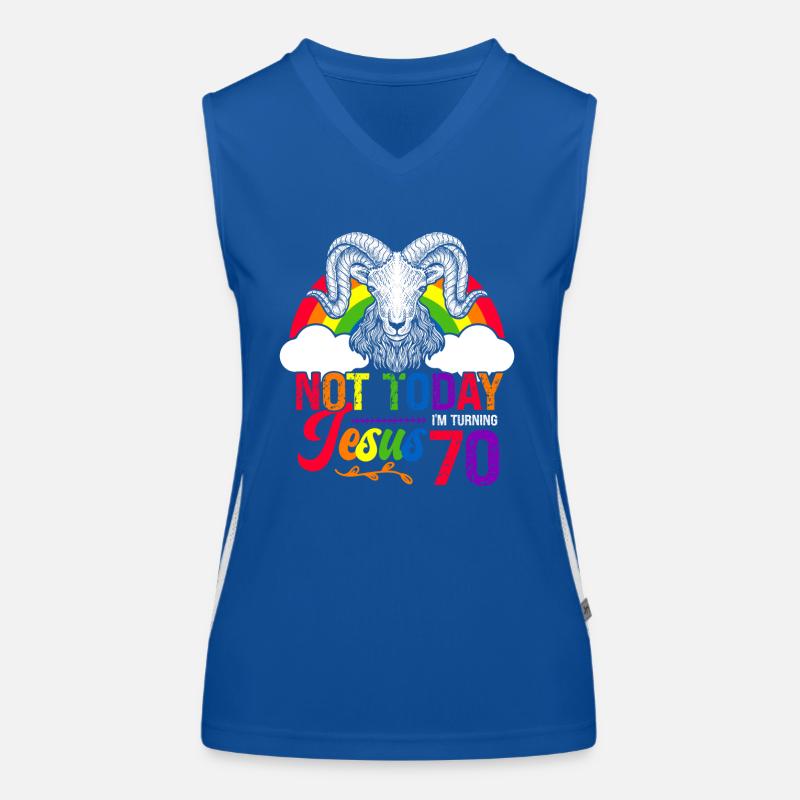 Nicht Heute Jesus Ich Werde 70 Regenbogenschaf Funktionelles Kontrast-Tank Top für Frauen