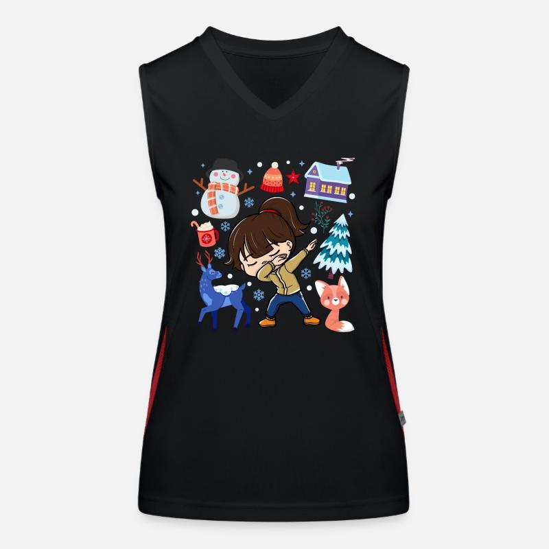 Tupfen Mädchen Schnee Hirsch Winter Gemäßigtes Funktionelles Kontrast-Tank Top für Frauen