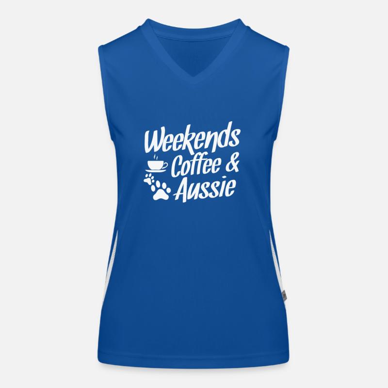 Weekends Coffee and Aussie Australian Shepherd Women's Functional Contrast Tank Top
