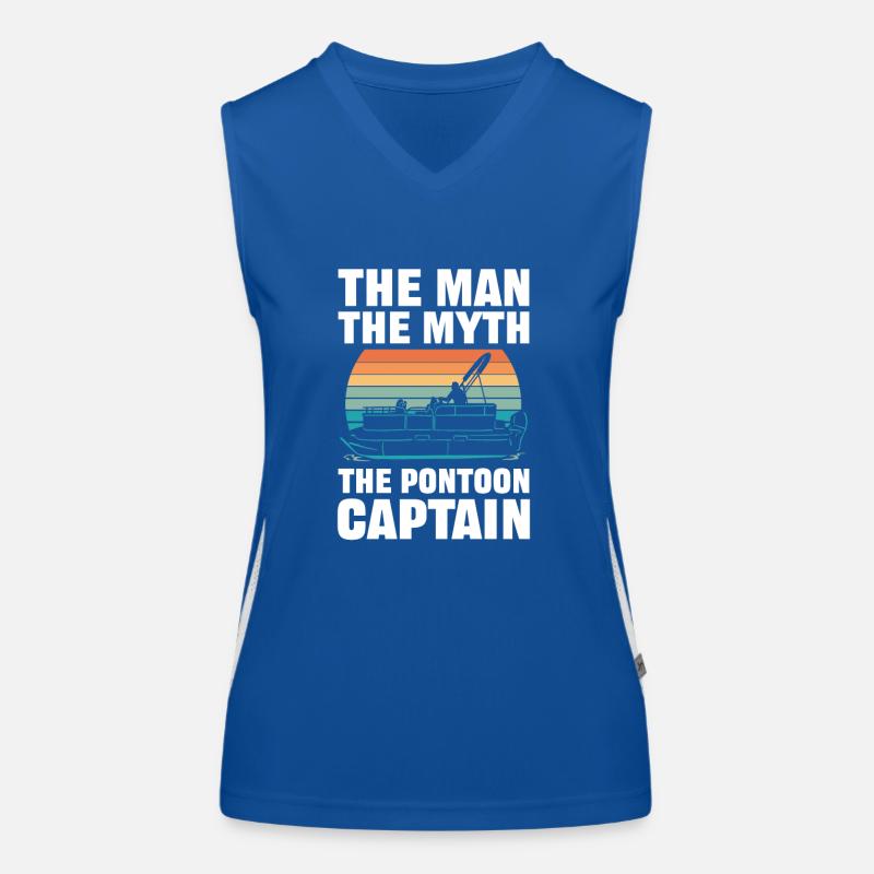 The Man the Myth the Pontoon Captain Pontooning Funktionelles Kontrast-Tank Top für Frauen