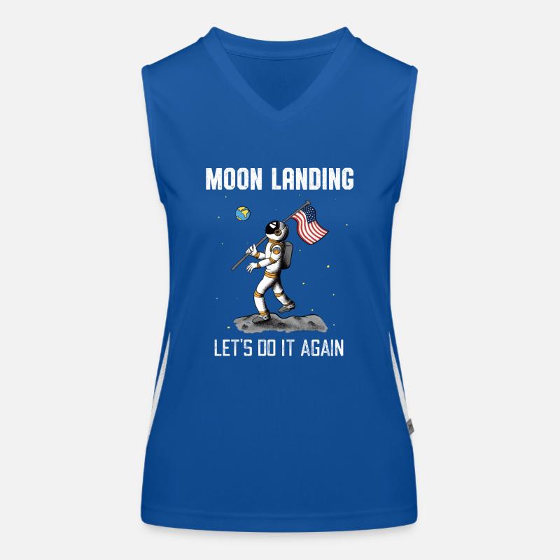 Moon Landing Repeat Astronaut Space Moon Women's Functional Contrast Tank Top