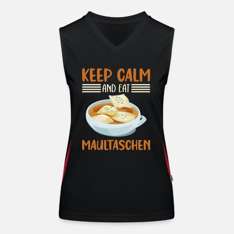 KEEP CALM AND EAT MAULTASCHEN Funktionelles Kontrast-Tank Top für Frauen