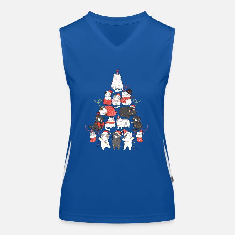 Cat Christmas Tree Cat Tree String Lights Débardeur respirant contrasté Femme