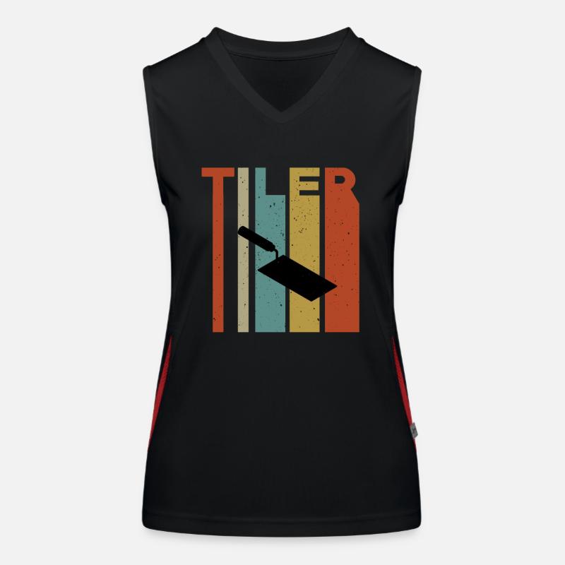 Retro tile trowel design Women's Functional Contrast Tank Top