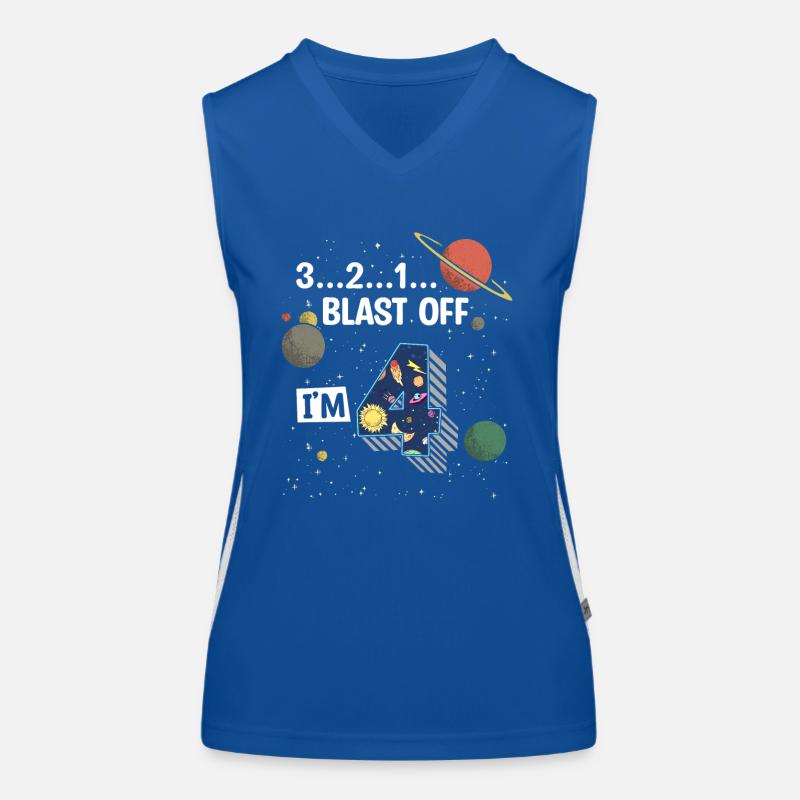Blast Off I am 4 years old, 4th birthday Women's Functional Contrast Tank Top