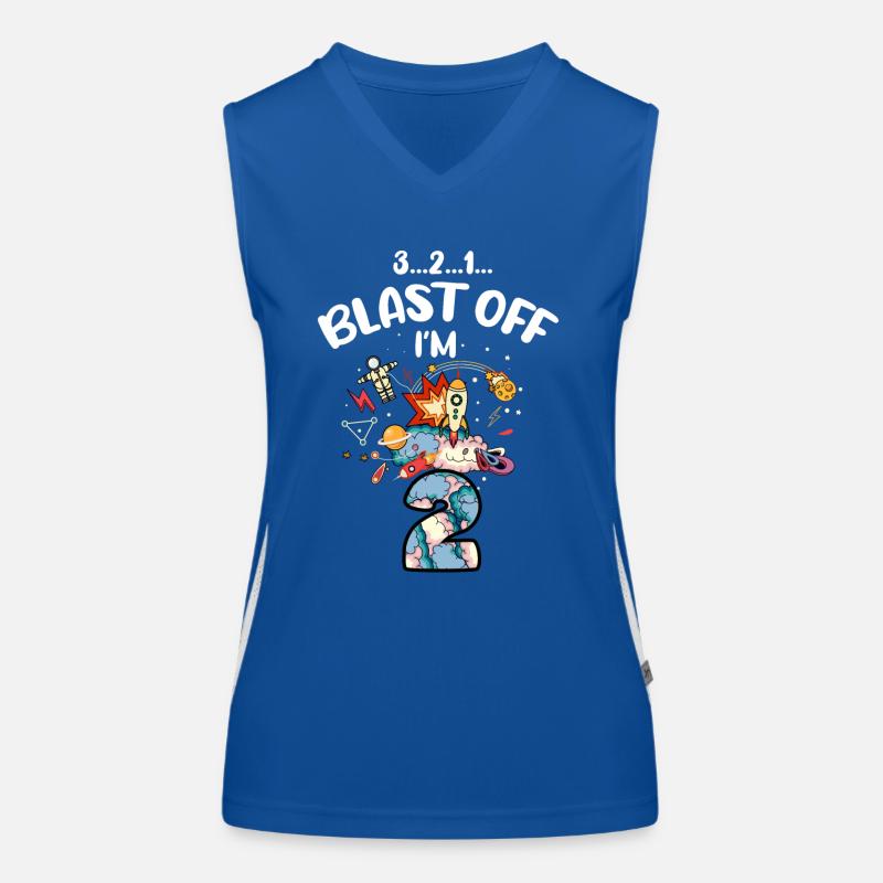 Blast Off I am2 years old, 2nd birthday Women's Functional Contrast Tank Top