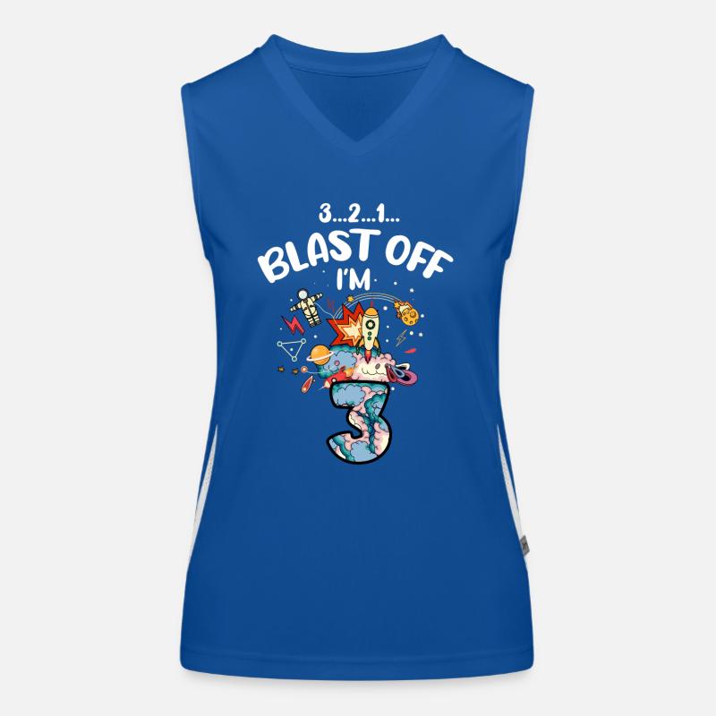 Blast Off Ich Bin 3 Jahre Alt, 3. Geburtstag Funktionelles Kontrast-Tank Top für Frauen
