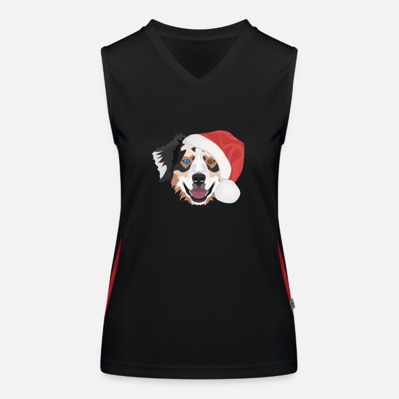 Australian Shepherd Merry Christmas Women's Functional Contrast Tank Top