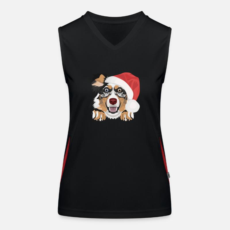 Australian Shepherd Merry Christmas Women's Functional Contrast Tank Top