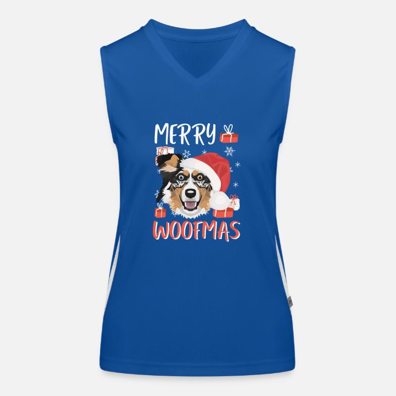 Australian Shepherd Merry Christmas Women's Functional Contrast Tank Top