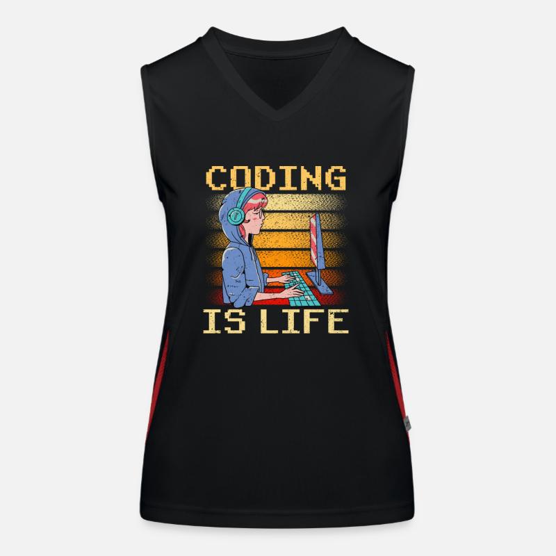 Coding is Life Coder Code Programmer Women's Functional Contrast Tank Top